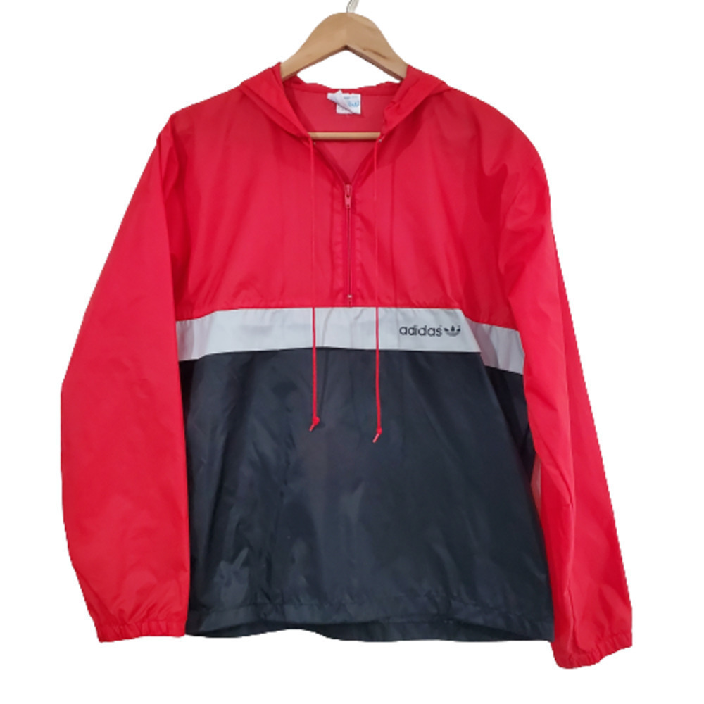 Vintage Adidas Windbreaker Men's Size Medium 70s Color Block 3/4 Zip Pullover